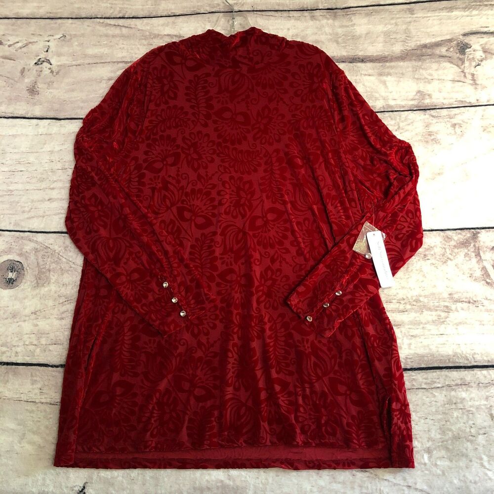 Soft Surroundings Velvet Top 3x Red Dahlia Walden Turtleneck Burn Out Tunic New